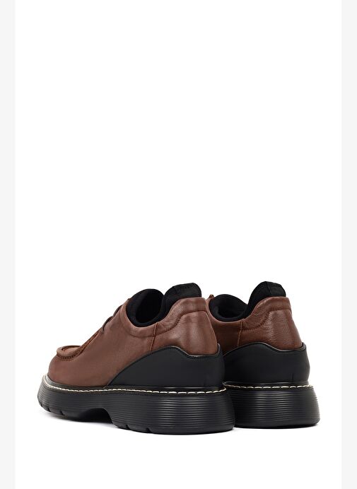 Erkek Kahverengi Bağcıklı Kalın Tabanlı Deri Casual Ayakkabı 25WFD612018 - Görsel 6