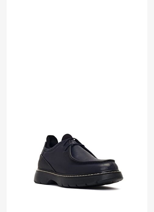 Erkek Siyah Bağcıklı Kalın Tabanlı Deri Casual Ayakkabı 25WFD612018 - Görsel 7