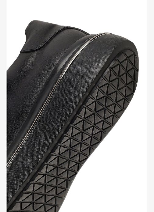 Erkek Siyah Bağcıklı Kalın Tabanlı Deri Sneaker 25WFD612518 - Görsel 9