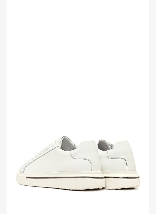 Erkek Beyaz Bağcıklı Kalın Tabanlı Deri Sneaker 25WFD612518 - Görsel 6