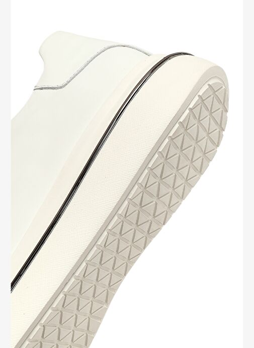 Erkek Beyaz Bağcıklı Kalın Tabanlı Deri Sneaker 25WFD612518 - Görsel 9