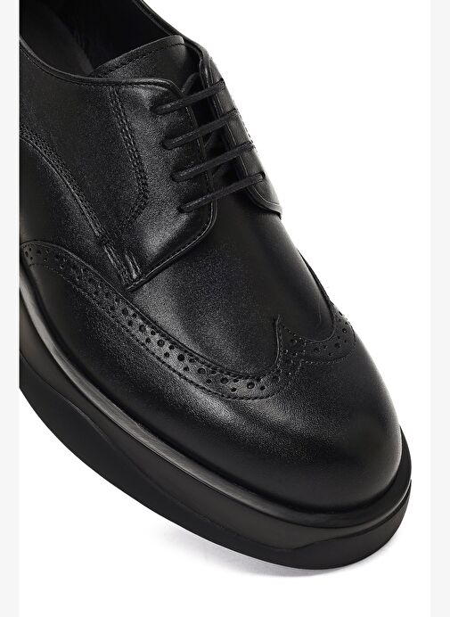 Erkek Siyah Bağcıklı Kalın Tabanlı Deri Casual Ayakkabı 25WFD621218 - Görsel 9