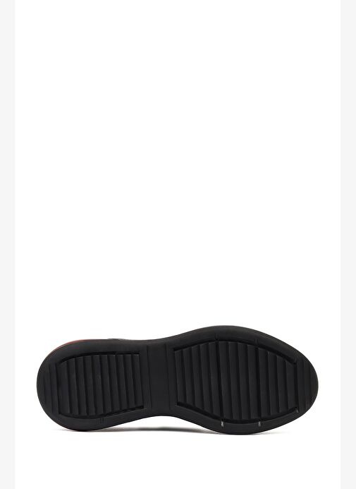 Erkek Siyah Bağcıklı Kalın Tabanlı Deri Casual Sneaker 25WFD630314 - Görsel 5