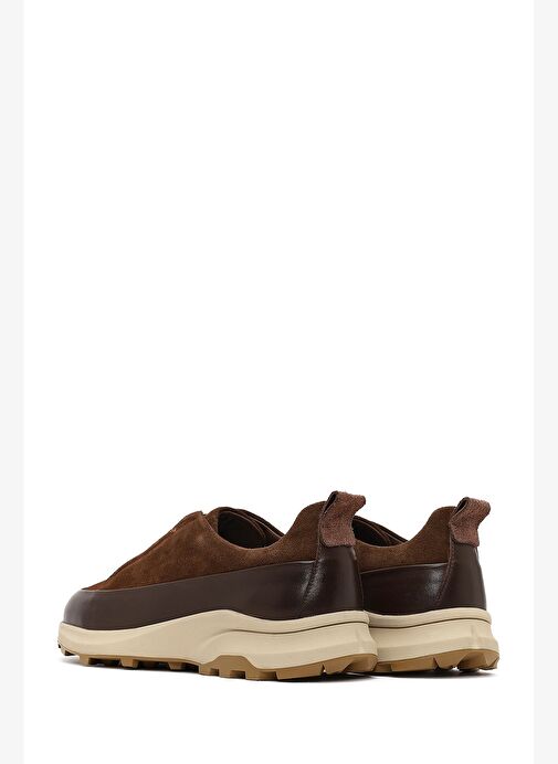 Erkek Kahverengi Kalın Tabanlı Deri Casual Sneaker 25WFD630514 - Görsel 6