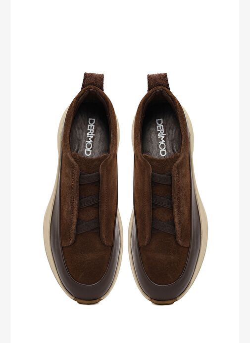 Erkek Kahverengi Kalın Tabanlı Deri Casual Sneaker 25WFD630514 - Görsel 8