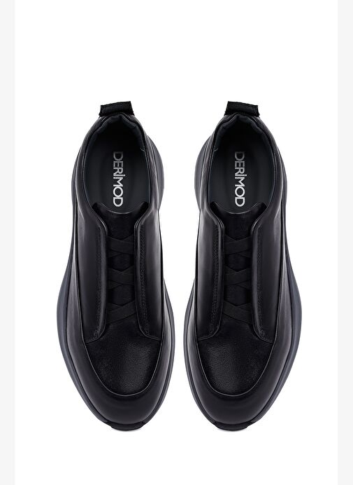 Erkek Siyah Kalın Tabanlı Deri Casual Sneaker 25WFD630514 - Görsel 8