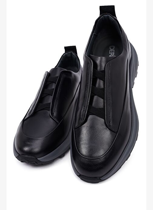 Erkek Siyah Kalın Tabanlı Deri Casual Sneaker 25WFD630514 - Görsel 9