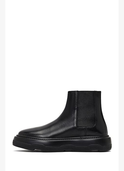Erkek Siyah Kalın Tabanlı Deri Chelsea Bot 25WFD631818 - Görsel 3