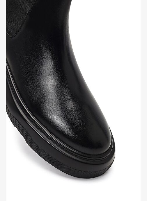 Erkek Siyah Kalın Tabanlı Deri Chelsea Bot 25WFD631818 - Görsel 9
