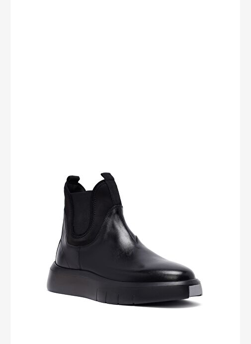 Erkek Siyah Kalın Tabanlı Deri Chelsea Bot 25WFD631918 - Görsel 8