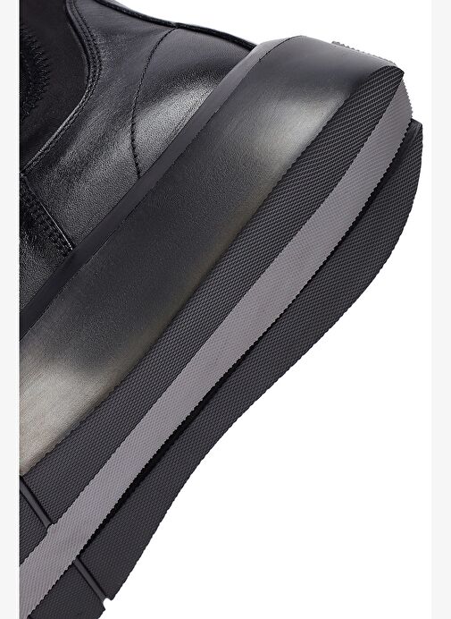 Erkek Siyah Kalın Tabanlı Deri Chelsea Bot 25WFD631918 - Görsel 9