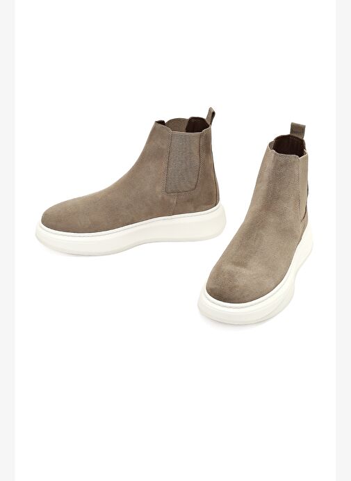 Erkek Bej Kalın Tabanlı Süet Deri Chelsea Bot 25WFD632110 - Görsel 4