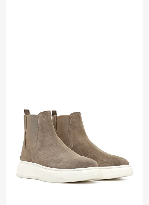 Erkek Bej Kalın Tabanlı Süet Deri Chelsea Bot 25WFD632110 - Görsel 5