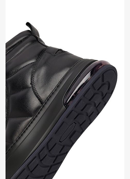 Erkek Siyah Bağcıklı Fermuarlı Kalın Tabanlı Deri Spor Bot 25WFD633318 - Görsel 9