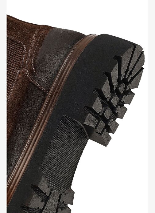 Erkek Kahverengi Kalın Tabanlı Süet Deri Chelsea Bot 25WFD640210 - Görsel 9