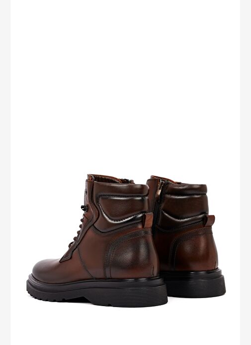 Erkek Kahverengi Fermuarlı Deri Casual Bot 25WFD642818 - Görsel 7