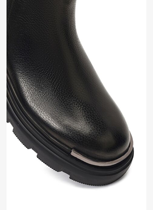 Erkek Siyah Fermuarlı Kalın Tabanlı Deri Casual Bot 25WFD6429FT - Görsel 9