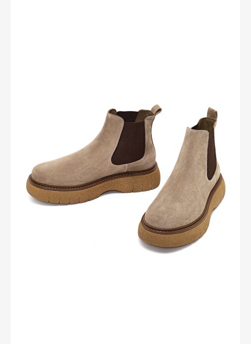 Erkek Vizon Kalın Tabanlı Süet Deri Chelsea Bot 25WFD650210 - Görsel 4