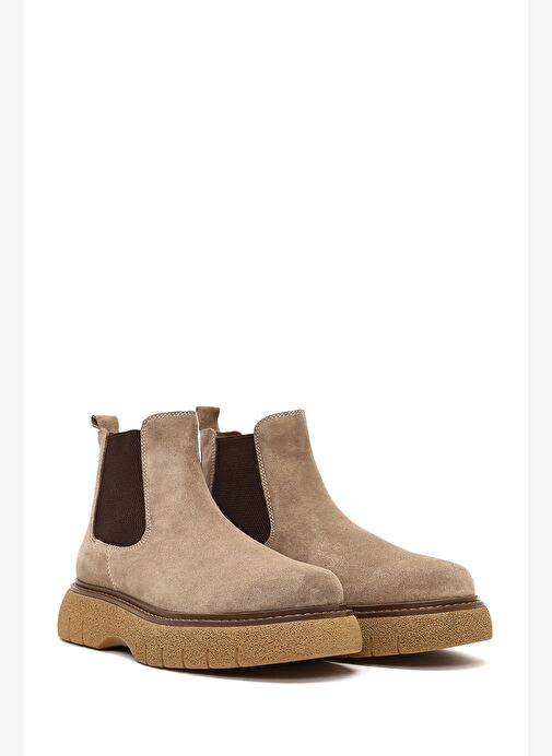 Erkek Vizon Kalın Tabanlı Süet Deri Chelsea Bot 25WFD650210 - Görsel 5