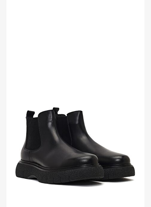Erkek Siyah Kalın Tabanlı Deri Chelsea Bot 25WFD650218 - Görsel 5
