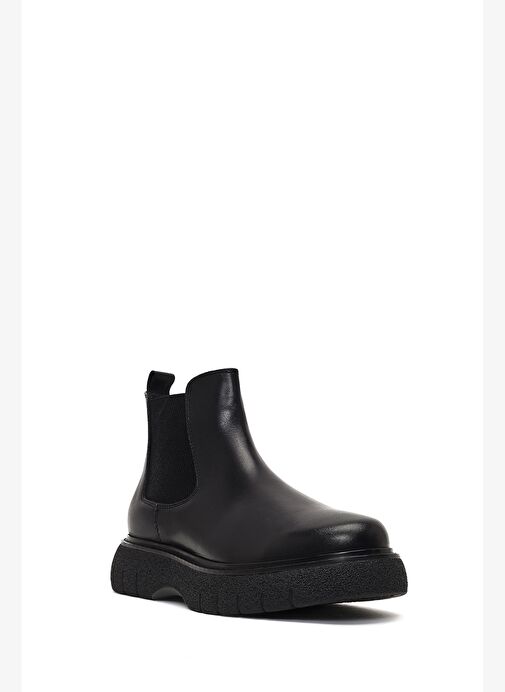 Erkek Siyah Kalın Tabanlı Deri Chelsea Bot 25WFD650218 - Görsel 8