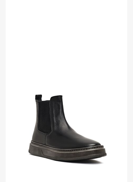 Erkek Siyah Kalın Tabanlı Deri Chelsea Bot 25WFD655118 - Görsel 8