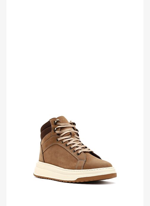 Erkek Bej Bağcıklı Kalın Tabanlı Nubuk Deri Spor Bot 25WFD6602V3 - Görsel 8