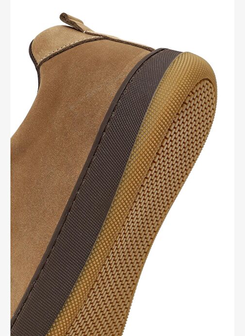 Erkek Vizon Bağcıklı Kalın Tabanlı Nubuk Deri Sneaker 25WFD6612V3 - Görsel 9
