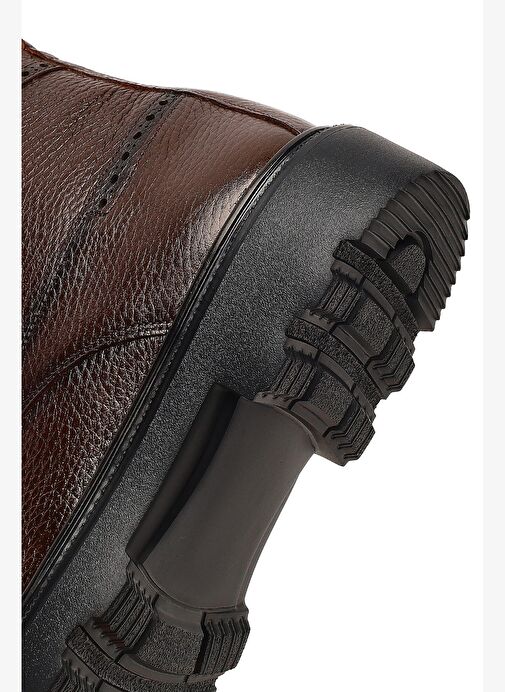 Erkek Kahverengi Fermuarlı Deri Casual Bot 25WFD6717FT - Görsel 9
