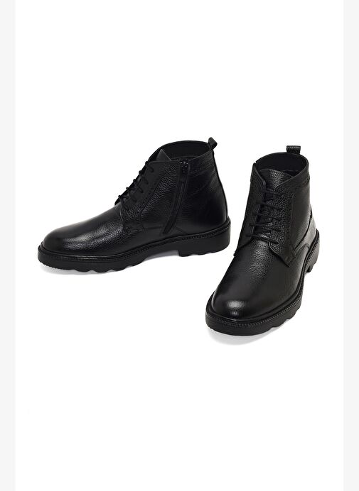 Erkek Siyah Fermuarlı Deri Casual Bot 25WFD6717FT - Görsel 4