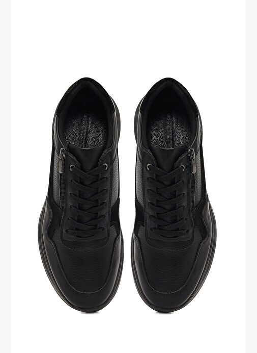 Erkek Siyah Bağcıklı Deri Casual Ayakkabı 25WFD674514 - Görsel 8