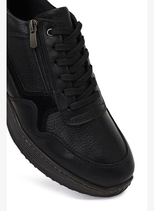 Erkek Siyah Bağcıklı Deri Casual Ayakkabı 25WFD674514 - Görsel 9