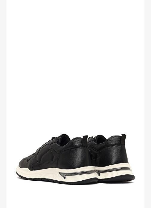 Erkek Siyah Bağcıklı Kalın Tabanlı Deri Sneaker 25WFD675118 - Görsel 6