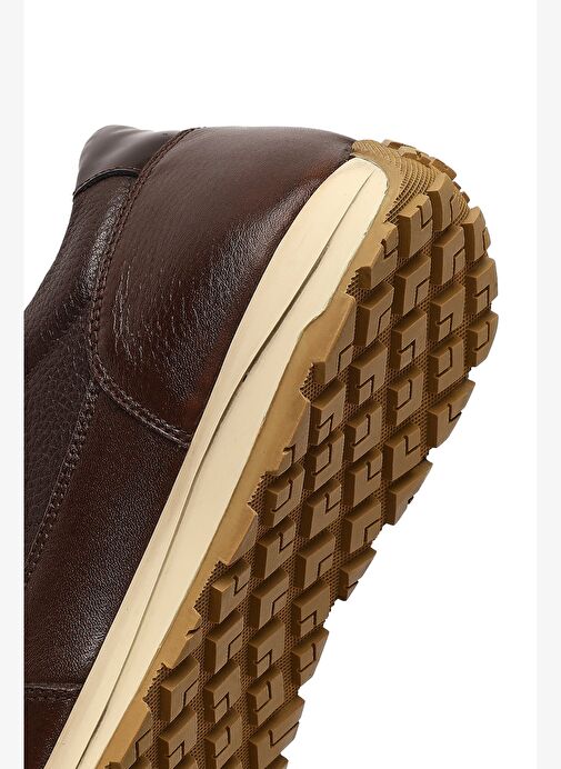 Erkek Kahverengi Bağcıklı Deri Casual Sneaker 25WFD675414 - Görsel 9