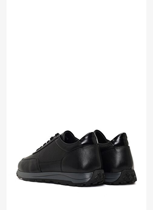 Erkek Siyah Bağcıklı Deri Casual Sneaker 25WFD675414 - Görsel 6