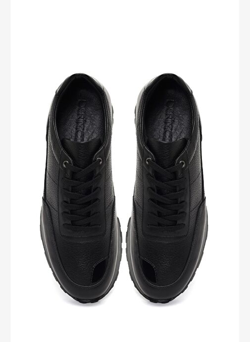 Erkek Siyah Bağcıklı Deri Casual Sneaker 25WFD675414 - Görsel 8