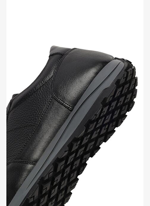 Erkek Siyah Bağcıklı Deri Casual Sneaker 25WFD675414 - Görsel 9