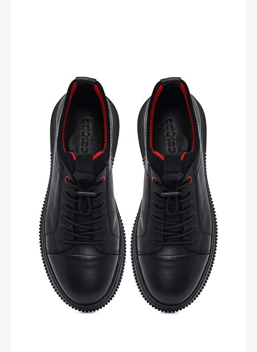 Erkek Siyah Bağcıklı Deri Casual Ayakkabı 25WFD676026 - Görsel 8