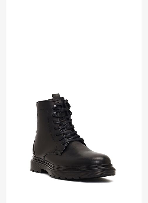 Erkek Siyah Fermuarlı Deri Casual Bot 25WFD678118 - Görsel 8