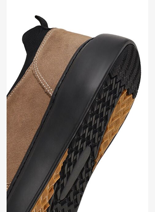 Erkek Vizon Bağcıklı Kalın Tabanlı Nubuk Deri Sneaker 25WFD6851V3 - Görsel 9