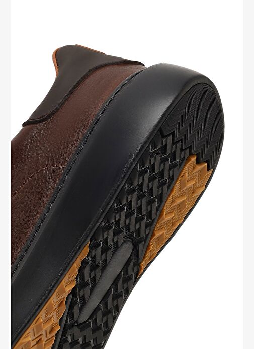 Erkek Kahverengi Bağcıklı Kalın Tabanlı Deri Sneaker 25WFD685318 - Görsel 9