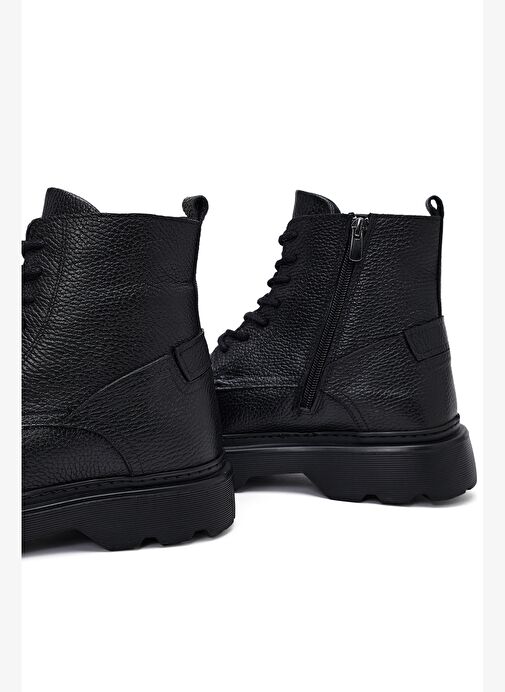 Erkek Siyah Fermuarlı Kalın Tabanlı Deri Bot 25WFD6857FT - Görsel 9