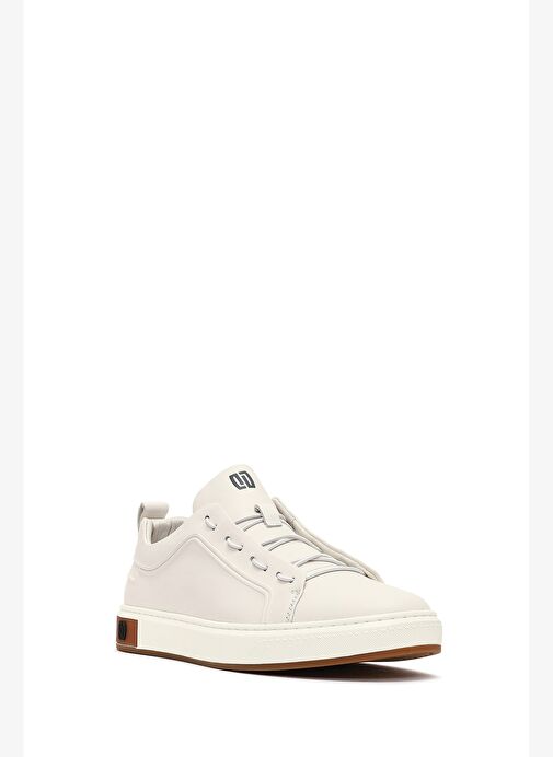 Erkek Beyaz Bağcıklı Deri Sneaker 25WFD693418 - Görsel 7