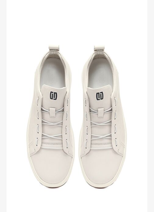 Erkek Beyaz Bağcıklı Deri Sneaker 25WFD693418 - Görsel 8