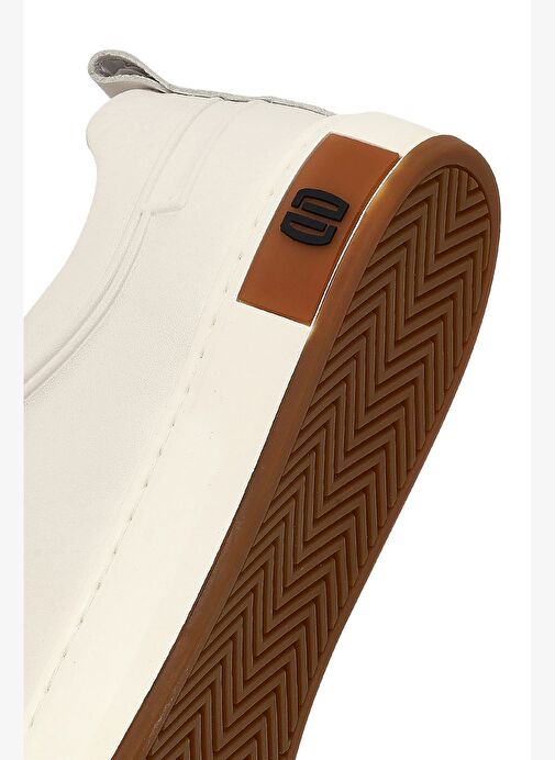 Erkek Beyaz Bağcıklı Deri Sneaker 25WFD693418 - Görsel 9