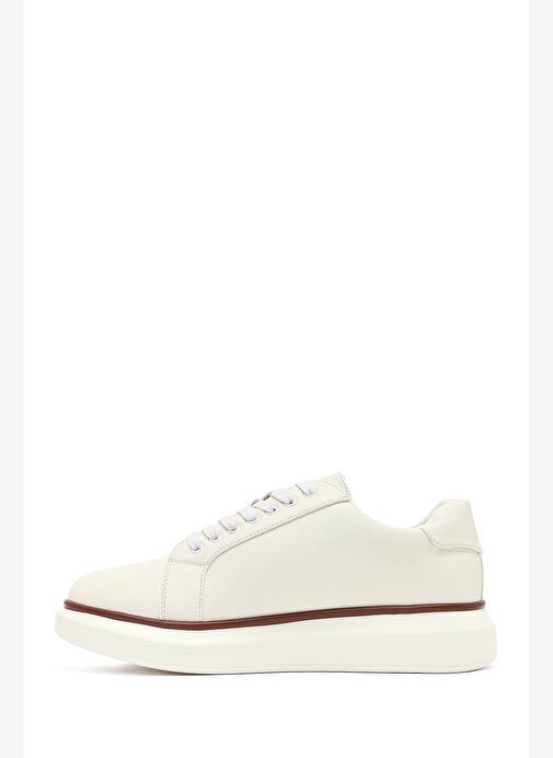 Erkek Beyaz Bağcıklı Kalın Tabanlı Sneaker 25WFD6947PV - Görsel 3