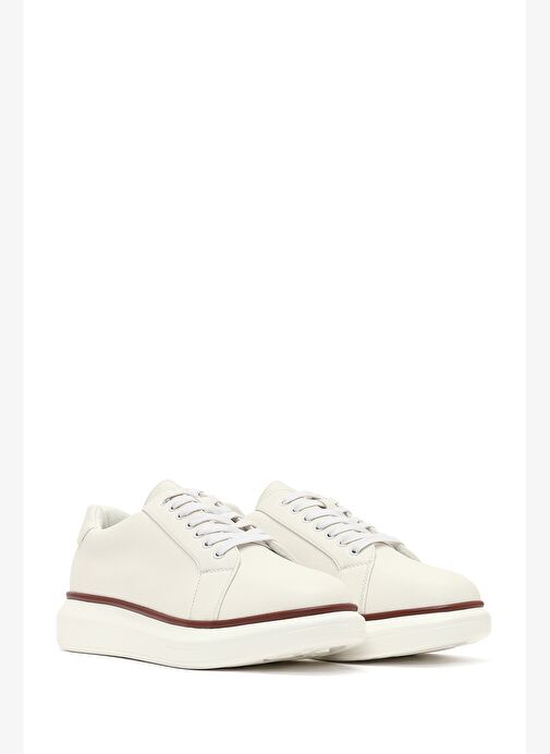 Erkek Beyaz Bağcıklı Kalın Tabanlı Sneaker 25WFD6947PV - Görsel 4