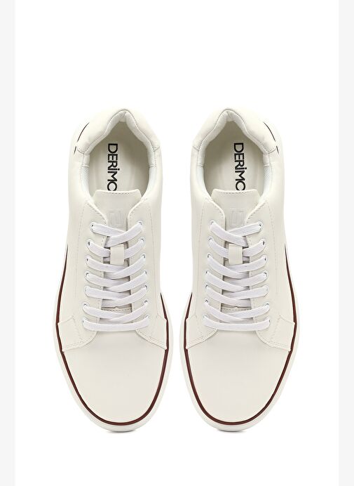 Erkek Beyaz Bağcıklı Kalın Tabanlı Sneaker 25WFD6947PV - Görsel 8