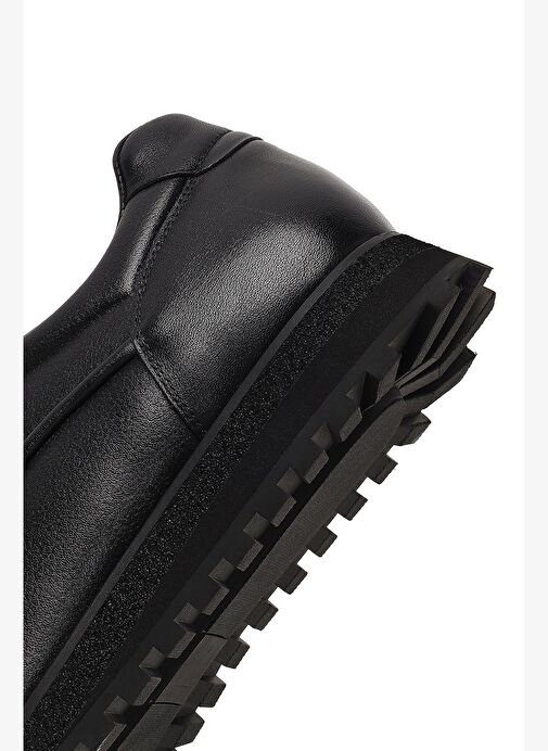 Erkek Siyah Bağcıklı Kalın Tabanlı Deri Casual Sneaker 25WFD695114 - Görsel 9