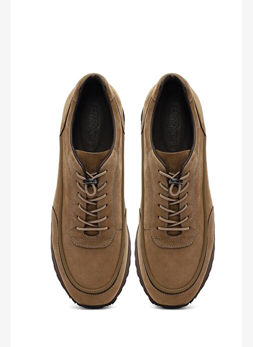 Erkek Vizon Bağcıklı Kalın Tabanlı Nubuk Deri Casual Sneaker 25WFD6951V3 - Görsel 8